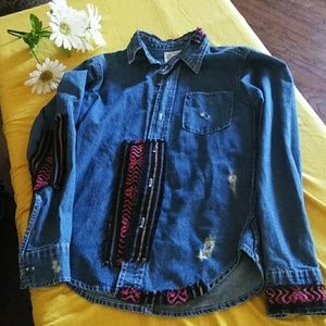 Adl artisan boho denim top